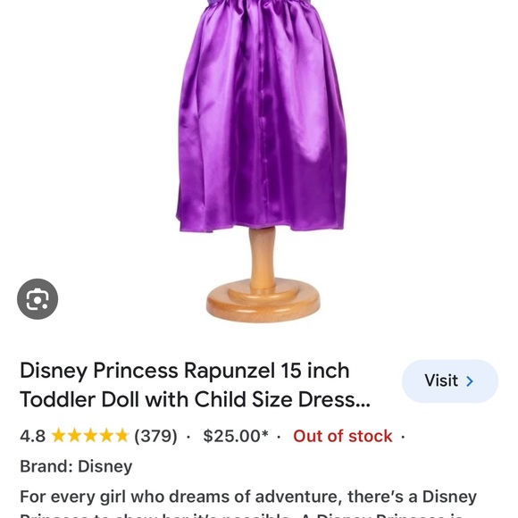 Disney Princess Rapunzel Toddler Doll with Child Size Dress and Accessories - Picture 10 of 12